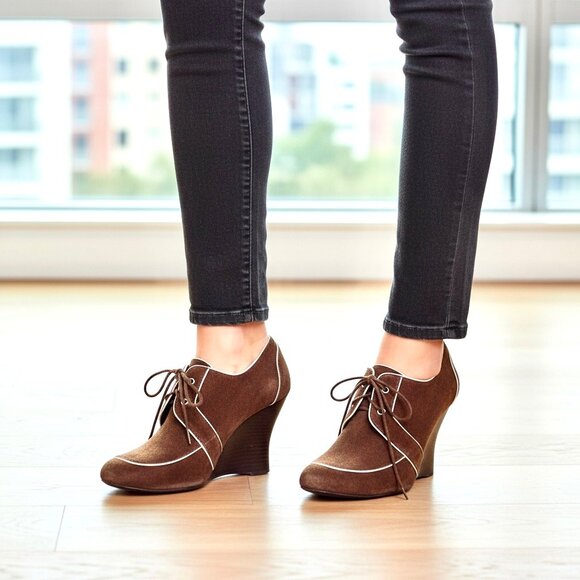 NASCAR Official Shoe Brown Suede Wedge Lace-Up - Picture 2 of 13